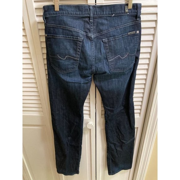 7 For All Mankind Standard Straight Leg Stretch Blue Jeans Button Fly Size 32 - Picture 2 of 6